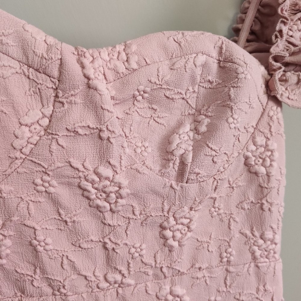 Lulu's Ruffle Strap Mini Dress Bodycon Pink Small - Picture 6 of 12